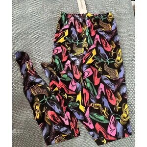 SALVATORE FERRAGAMO Vintage Shoe Print Footed Leggings Runway 1991 Sz Medium